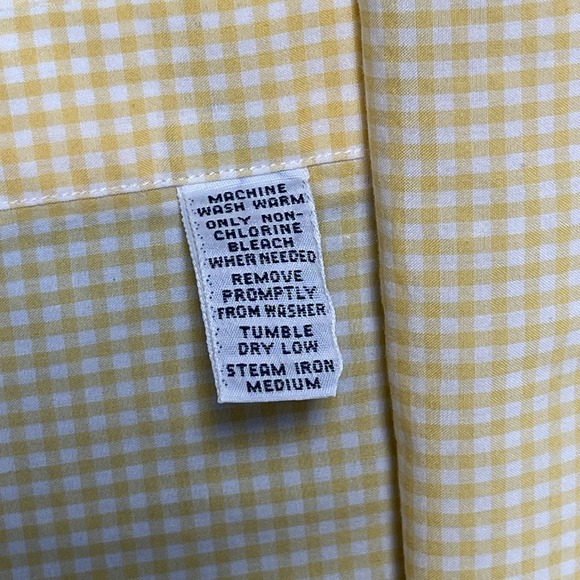 Ralph Lauren Yellow Gingham Long Sleeve Button Down Shirt Classic Fit L/16-1/2 - Picture 6 of 9